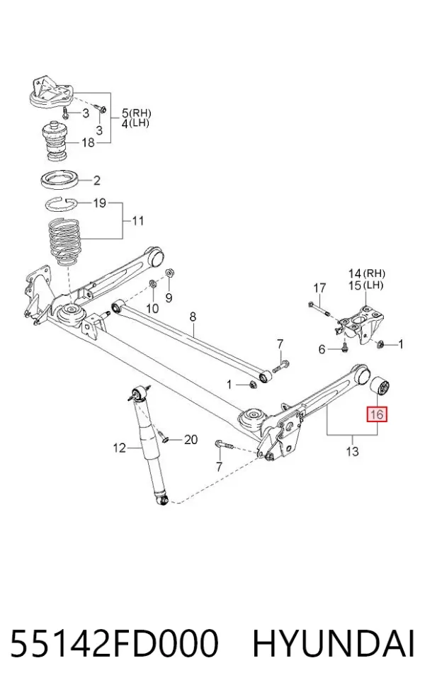 Silentblock tylnej belki 55142FD000 Hyundai/Kia