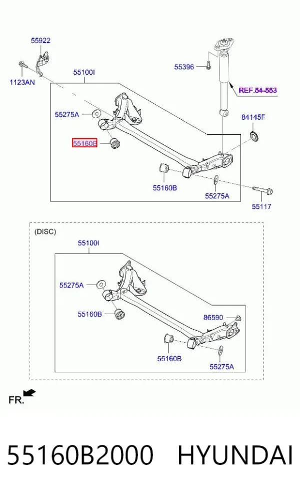 Silentblock tylnej belki 55160B2000 Hyundai/Kia