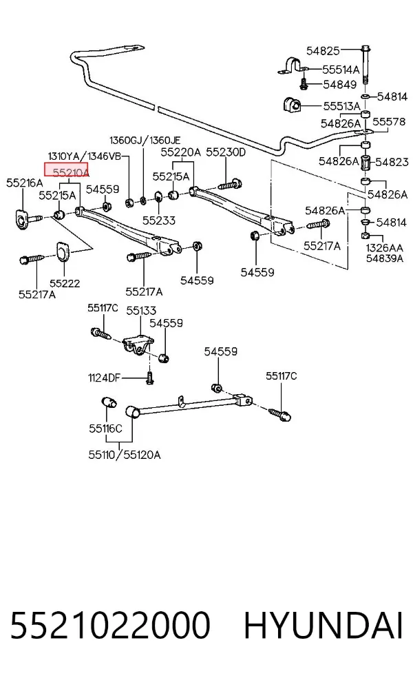 Wahacz zawieszenia tylnego poprzeczny 5521022000 Hyundai/Kia