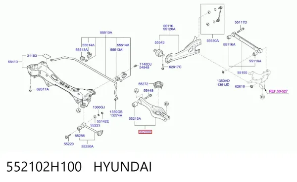 Wahacz zawieszenia tylnego dolny lewy/prawy 552102H100 Hyundai/Kia