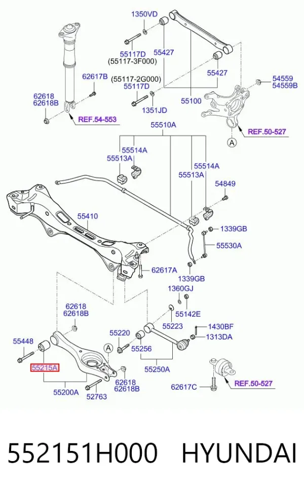 Silentblock wahacza tylnego dolnego 552151H000 Hyundai/Kia