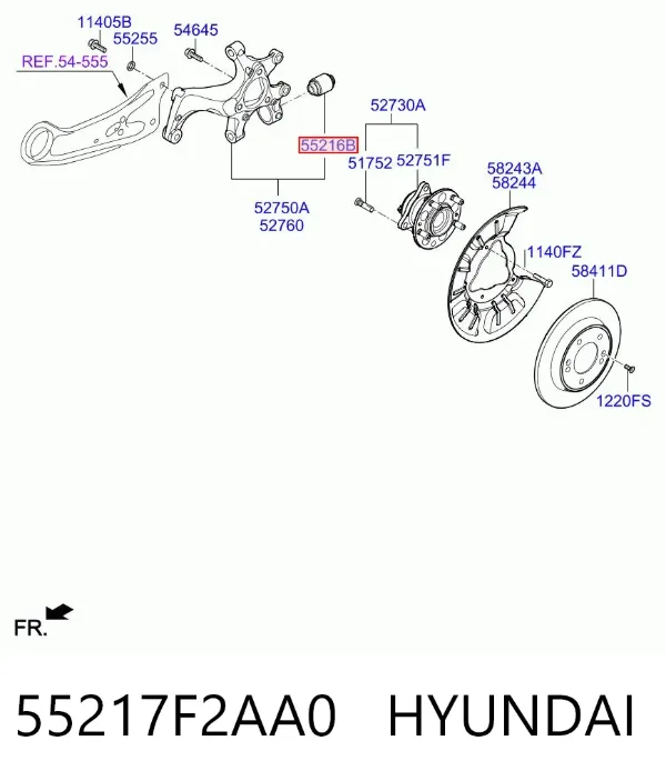 Silentblock czopu tylnego 55217F2AA0 Hyundai/Kia