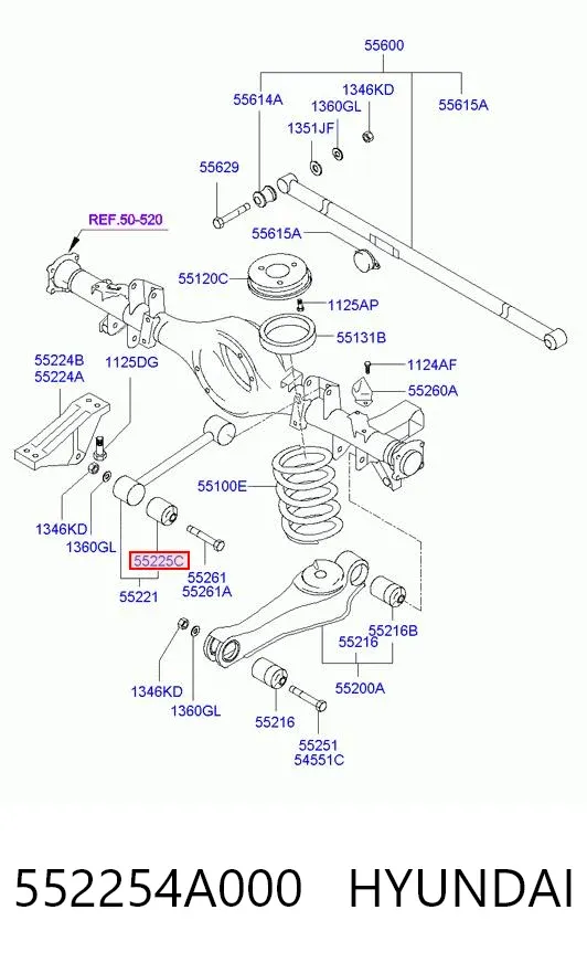 Silentblock wahacza tylnego górnego 552254A000 Hyundai/Kia