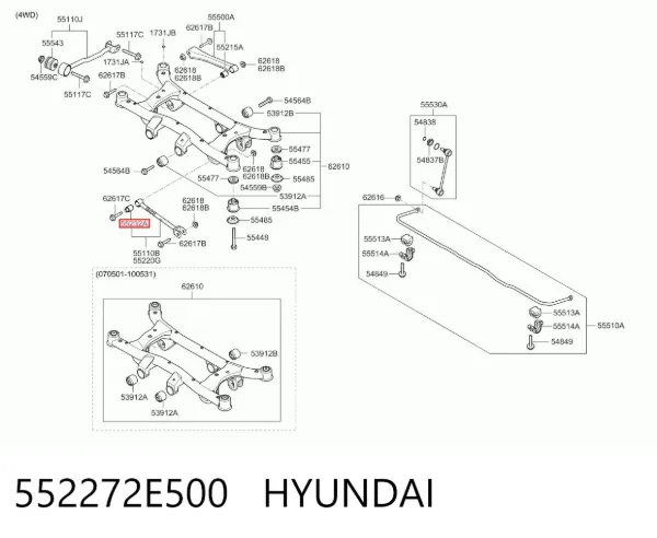 Silentblock czopu tylnego 552272E500 Hyundai/Kia