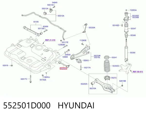Wahacz zawieszenia tylnego poprzeczny 552501D000 Hyundai/Kia