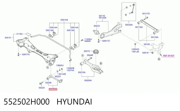 Drążek poprzeczny zawieszenia tylnego 552502H000 Hyundai/Kia