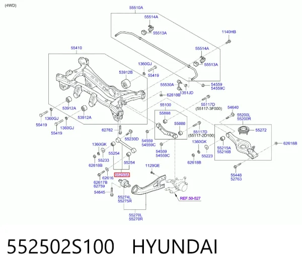 Drążek poprzeczny zawieszenia tylnego 552502S100 Hyundai/Kia