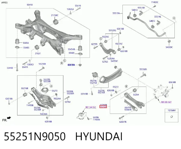 Wahacz poprzeczny zawieszenia tylnego prawy 55251N9050 Hyundai/Kia
