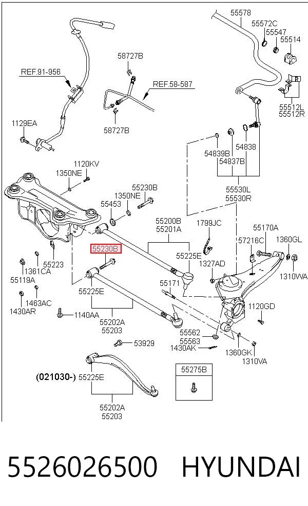 Śruba mocowania wahacza tylnego dolnego wewnętrzna 5526026500 Hyundai/Kia