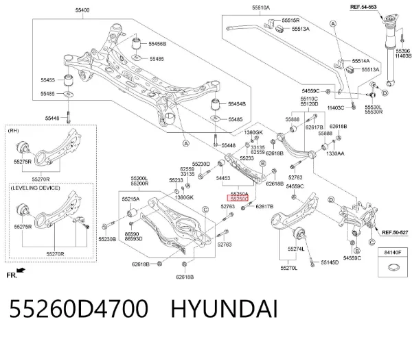 Wahacz poprzeczny zawieszenia tylnego prawy 55260D4700 Hyundai/Kia