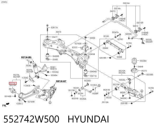 Silentblock wahacza tylnego podłużnego 552742W500 Hyundai/Kia