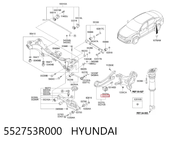 Silentblock wahacza podłużnego tylnego dolnego 552753R000 Hyundai/Kia