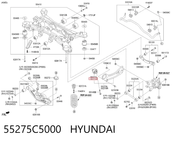 Silentblock tylnego wahacza podłużnego przedni 55275C5000 Hyundai/Kia