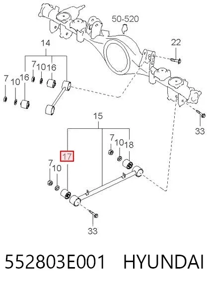Silentblock wahacza podłużnego tylnego dolnego 552803E001 Hyundai/Kia