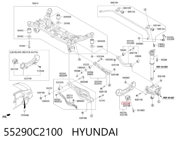 Silentblock wahacza tylnego podłużnego 55290C2100 Hyundai/Kia