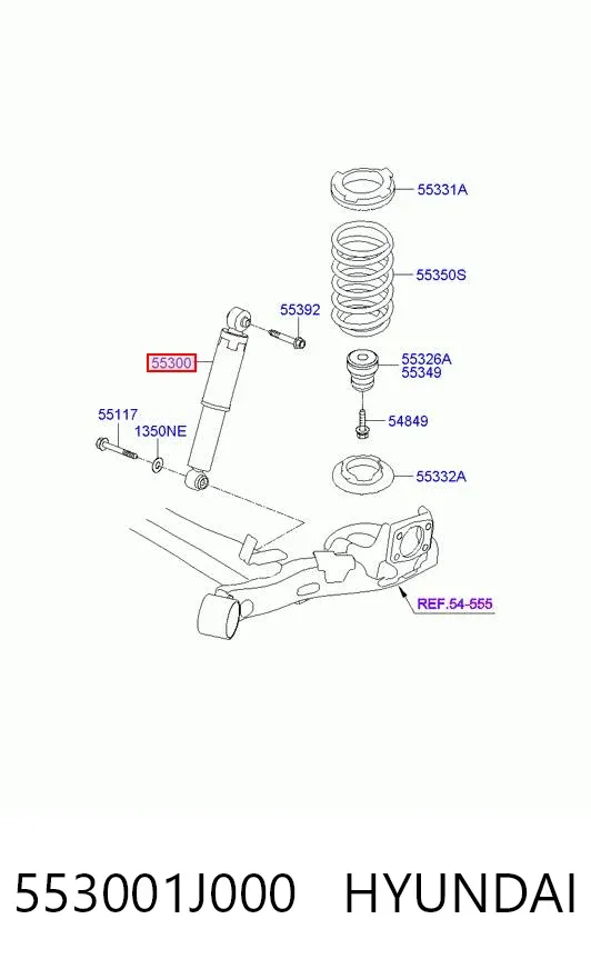 Amortyzator tylny 553001J000 Hyundai/Kia