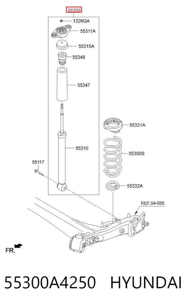 Amortyzator tylny 55300A4250 Hyundai/Kia