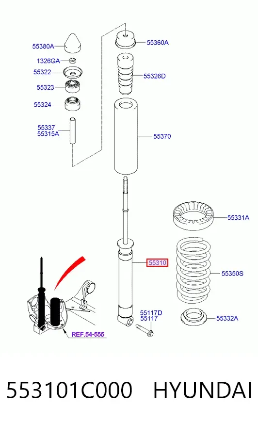 Amortyzator tylny 553101C000 Hyundai/Kia