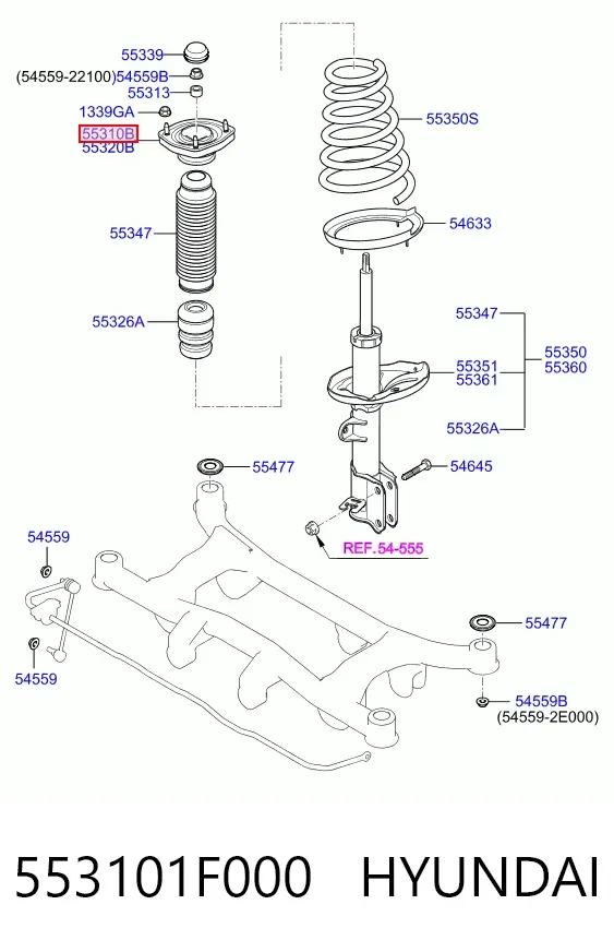 Poduszka amortyzatora tylnego lewego 553101F000 Hyundai/Kia