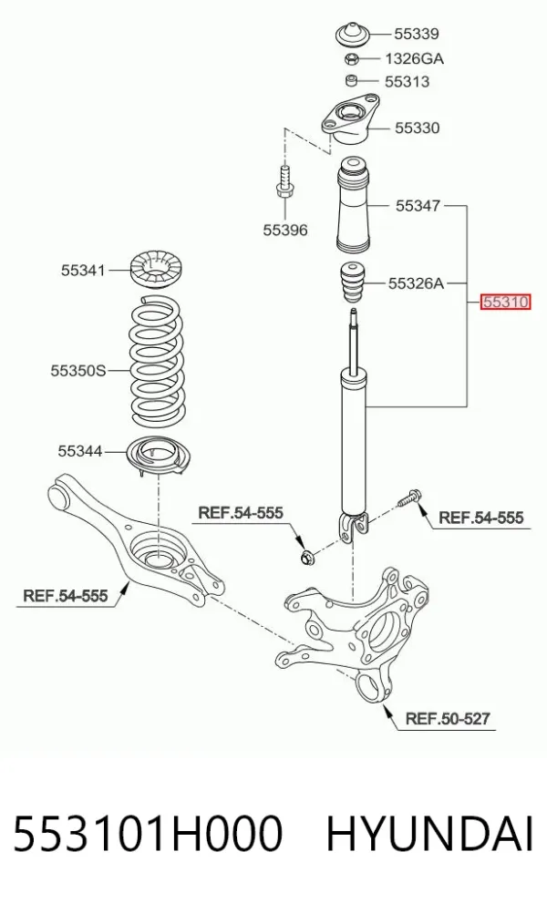 Amortyzator tylny 553101H000 Hyundai/Kia