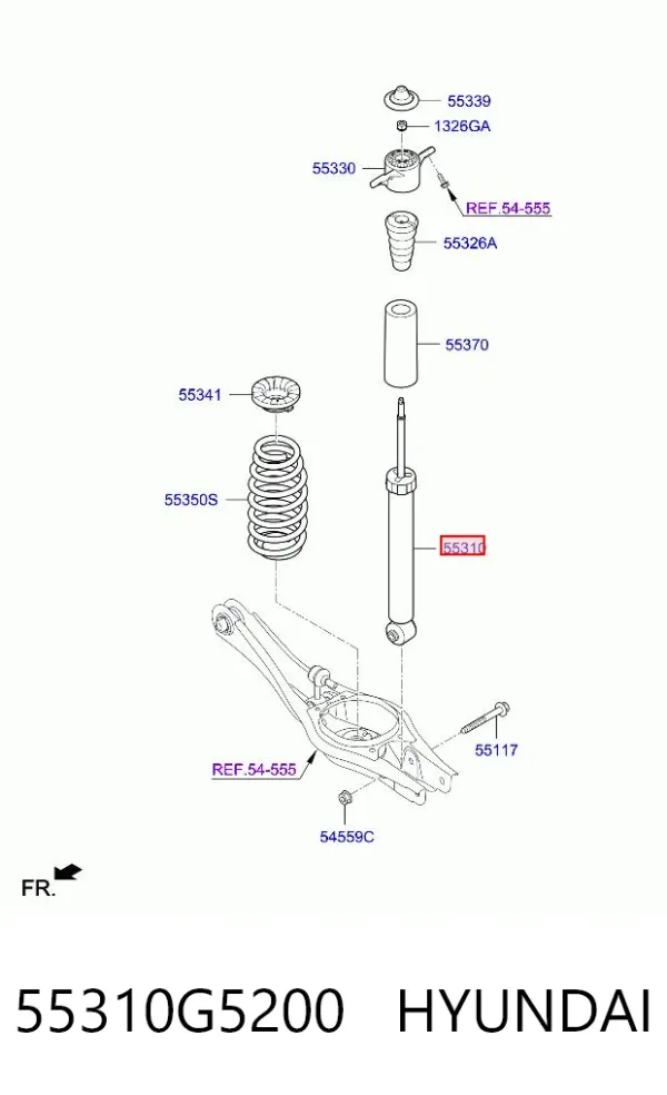 Amortyzator tylny 55310G5200 Hyundai/Kia