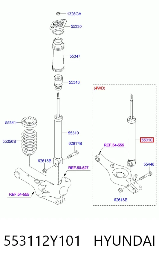 Amortyzator tylny 553112Y101 Hyundai/Kia