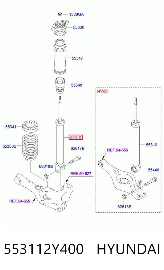 Amortyzator tylny 553112Y400 Hyundai/Kia