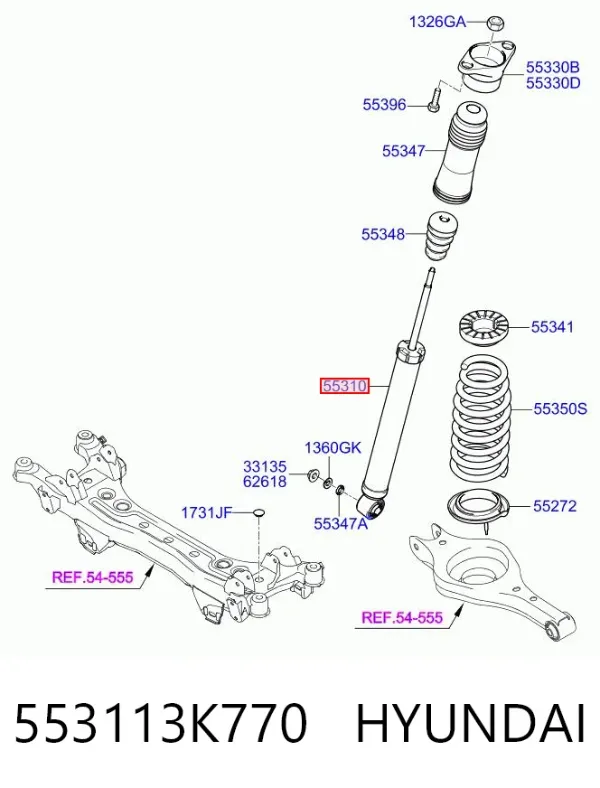 Amortyzator tylny 553113K770 Hyundai/Kia