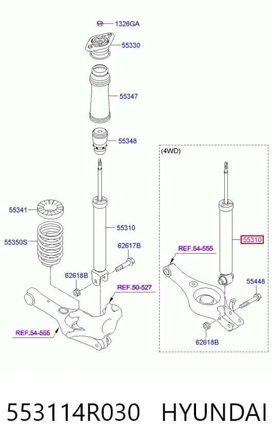 Amortyzator tylny 553114R030 Hyundai/Kia