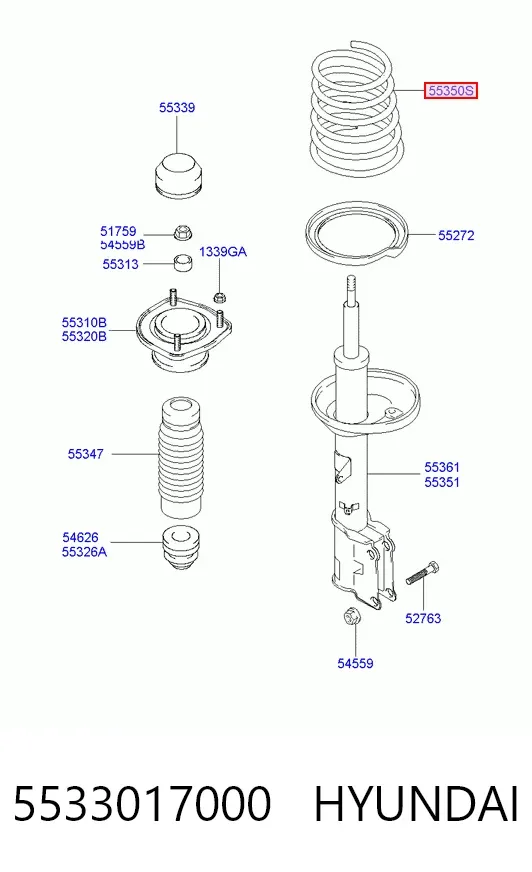 Sprężyna tylna 5533017000 Hyundai/Kia