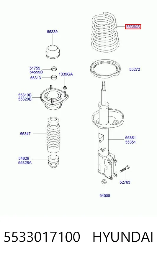 Sprężyna tylna 5533017100 Hyundai/Kia