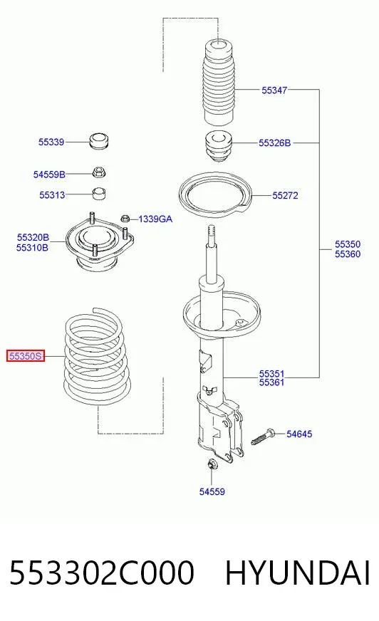 Sprężyna tylna 553302C000 Hyundai/Kia