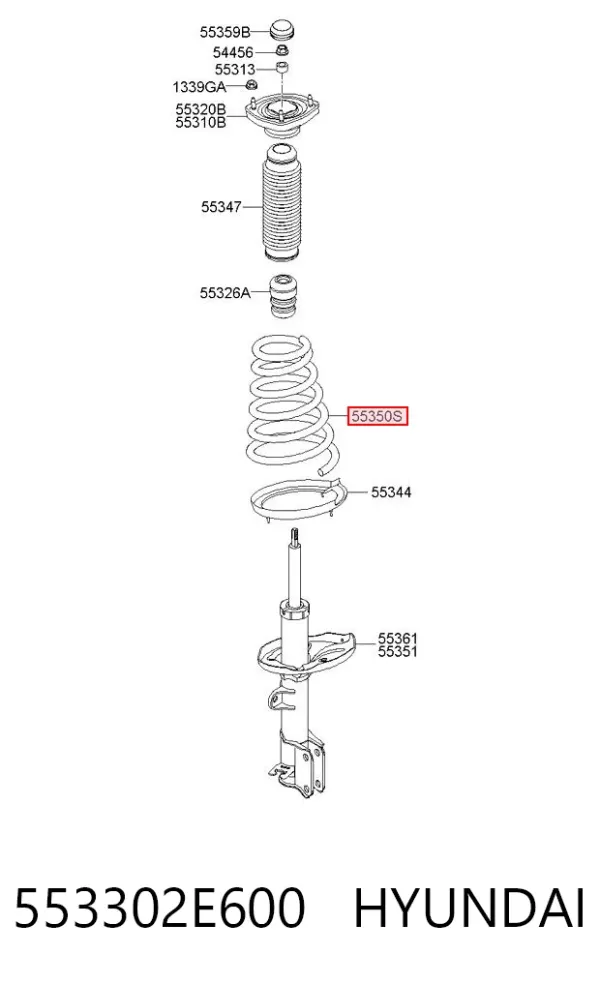 Sprężyna tylna 553302E600 Hyundai/Kia