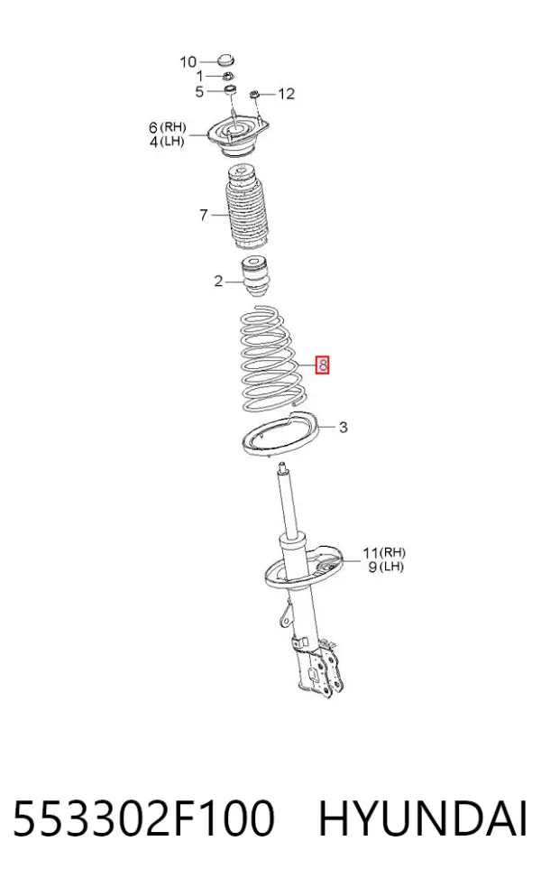Sprężyna tylna 553302F100 Hyundai/Kia