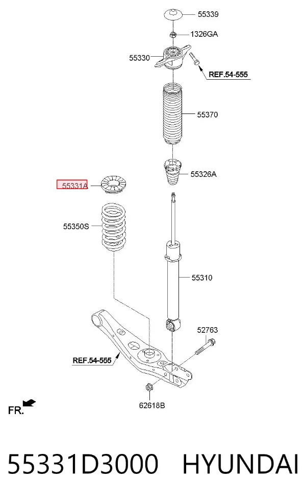 Pierścień gumowy sprężyny tylnej górny 55331D3000 Hyundai/Kia