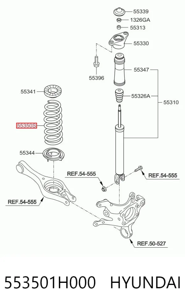 Sprężyna tylna 553501H000 Hyundai/Kia
