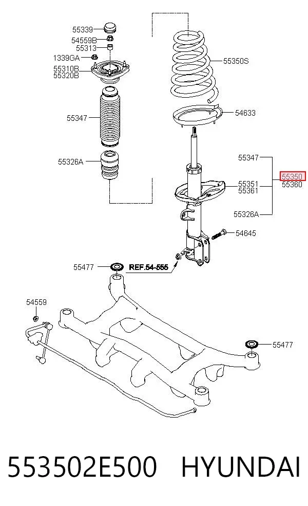 Amortyzator tylny lewy 553502E500 Hyundai/Kia