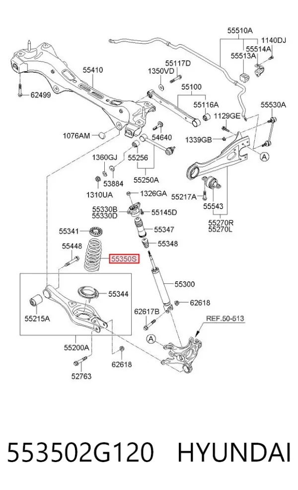 Sprężyna tylna 553502G120 Hyundai/Kia