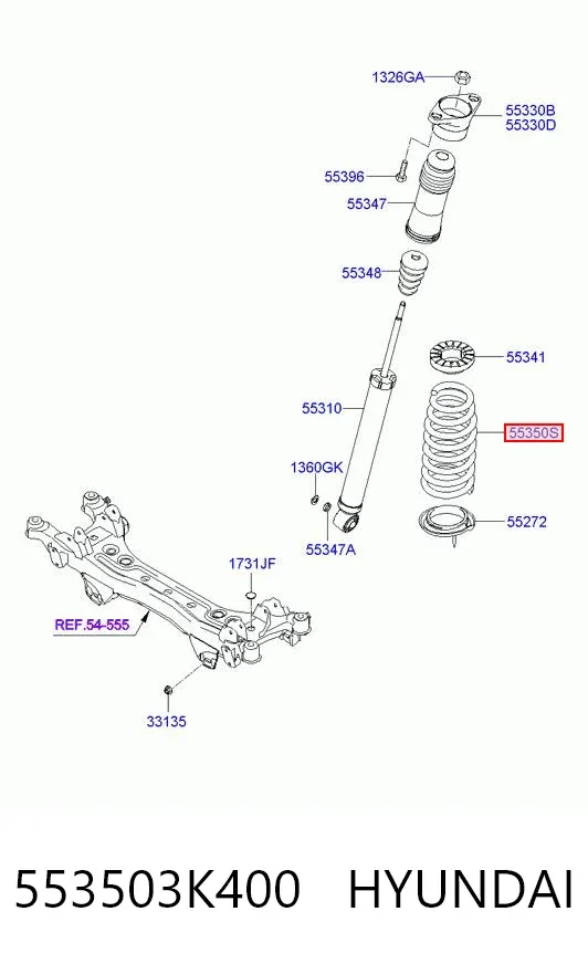 Sprężyna tylna 553503K400 Hyundai/Kia