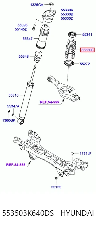 Sprężyna tylna 553503K640DS Hyundai/Kia
