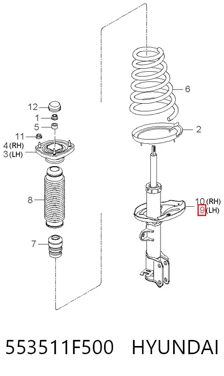 Amortyzator tylny lewy 553511F500 Hyundai/Kia