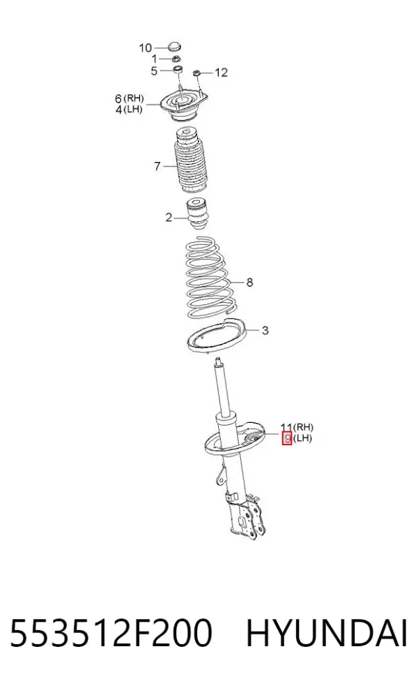 Amortyzator tylny lewy 553512F200 Hyundai/Kia