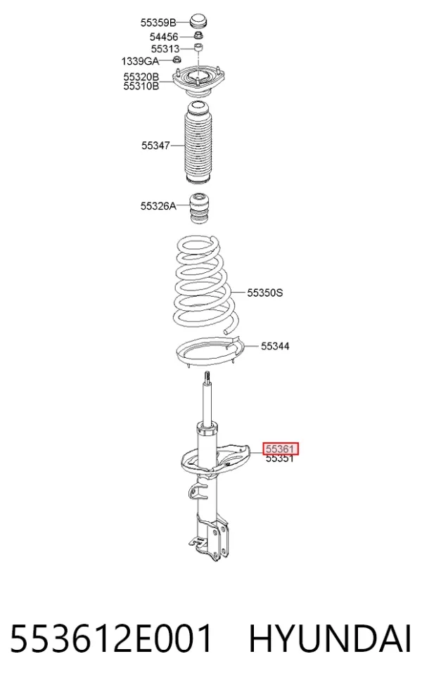 Amortyzator tylny prawy 553612E001 Hyundai/Kia