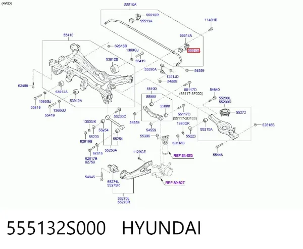 Tuleja stabilizatora tylnego 555132S000 Hyundai/Kia