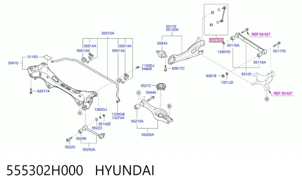 Łącznik stabilizatora tylnego 555302H000 Hyundai/Kia