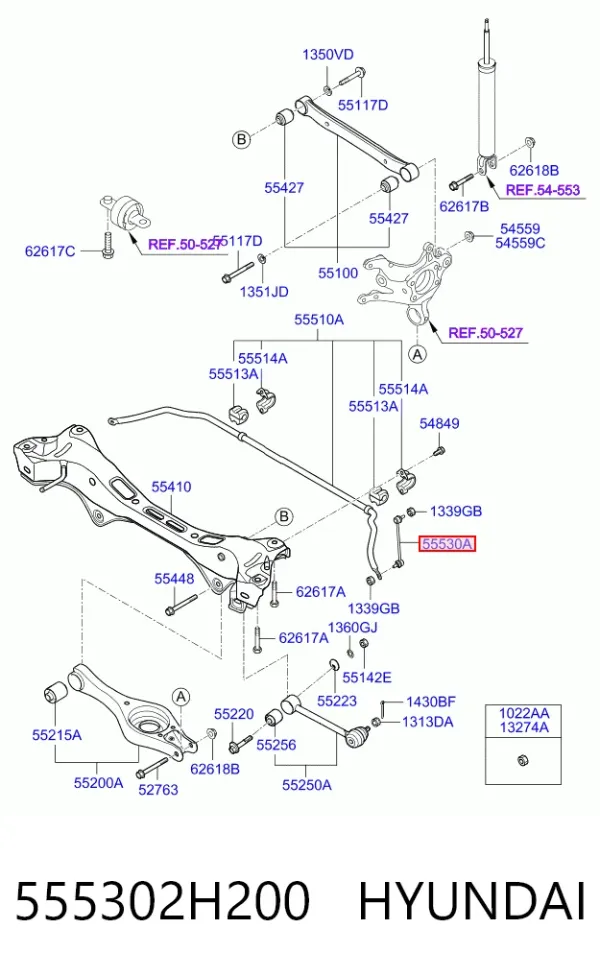 Łącznik stabilizatora tylnego 555302H200 Hyundai/Kia