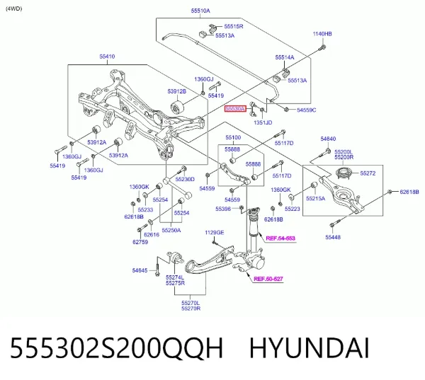 Łącznik stabilizatora tylnego 555302S200QQH Hyundai/Kia