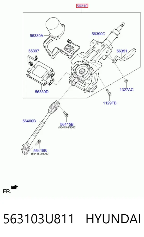 Kolumna (wał) kierownicza (kierownicy) 563103U811 Hyundai/Kia