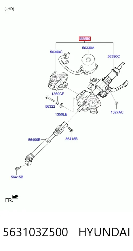 Kolumna (wał) kierownicza (kierownicy) 563103Z500 Hyundai/Kia