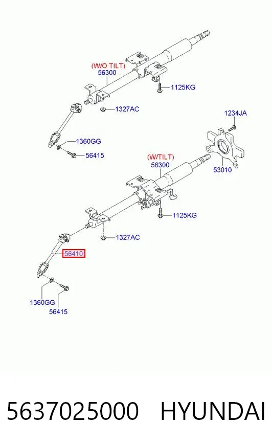 Wał Cardana kolumny kierowniczej dolny 5637025000 Hyundai/Kia